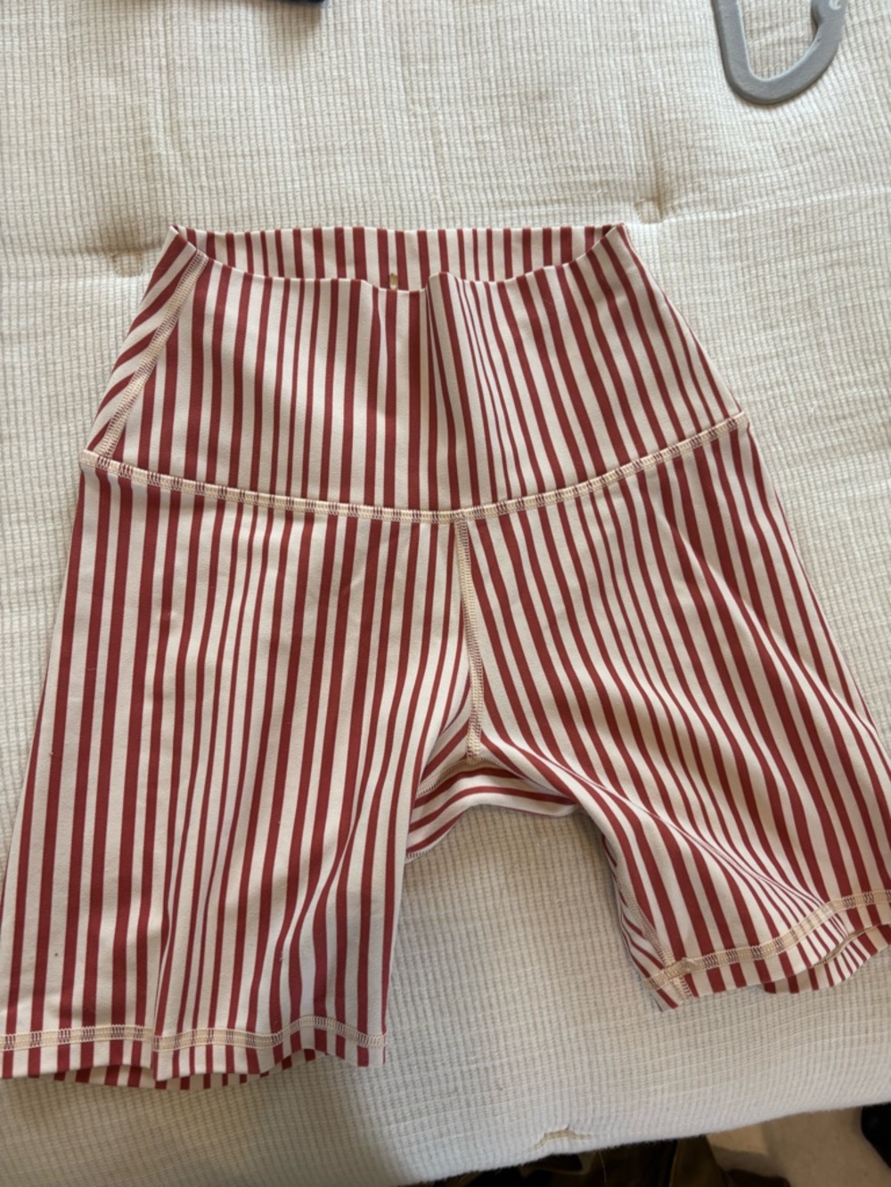 Spiritual Gangster orange  and Cream Striped High-Waist biker Shorts
